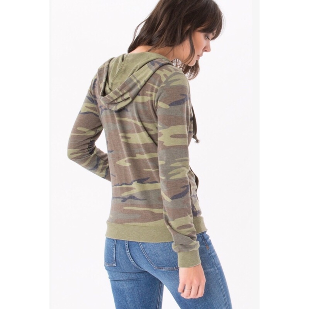 NWT  Z Supply camo zip hoodie green & grey - Picture 4 of 6
